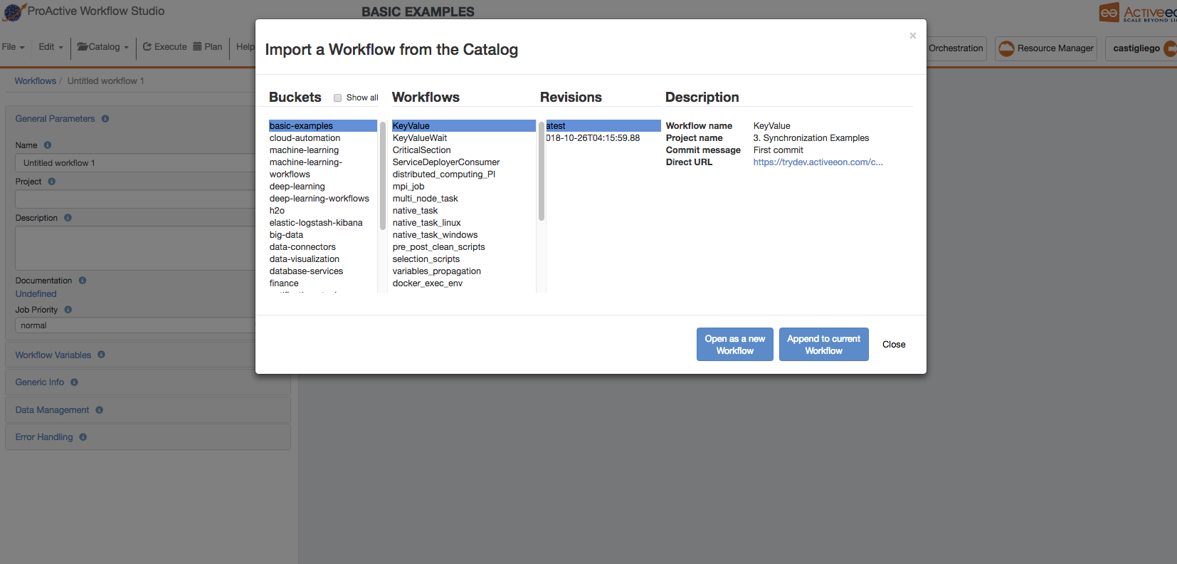 studio catalog menu