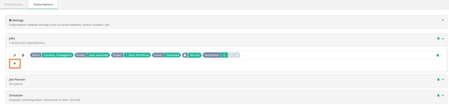 job subscription creation button