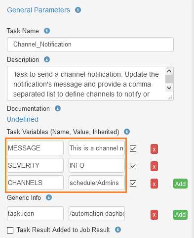 channel notif task variables